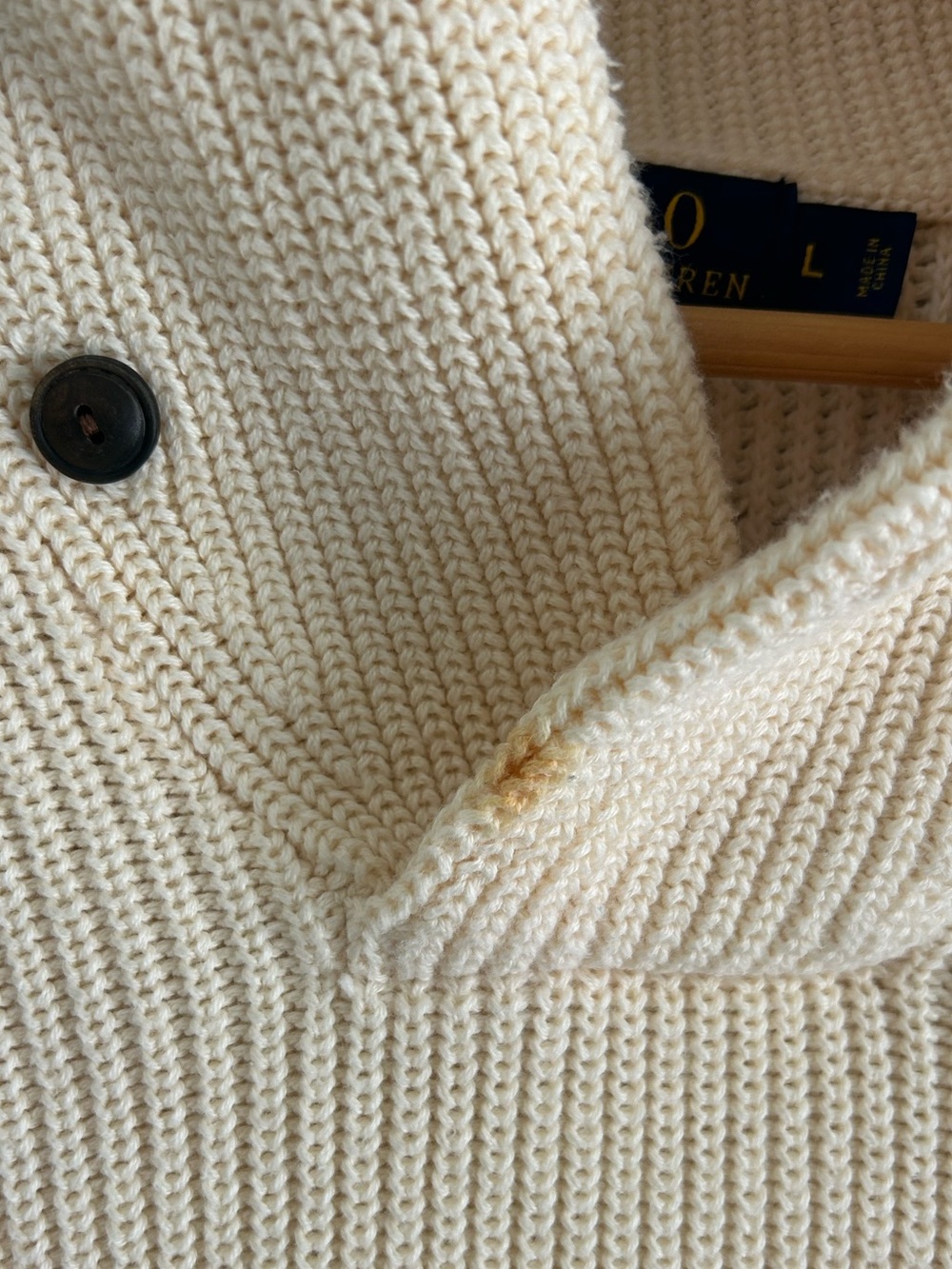 Polo by Ralph Lauren Cream Men's Button-Neck Knit Sweater - Picture 7 of 8